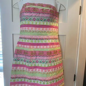 Lilly Pulitzer Strapless Ribbon Dress sz 10